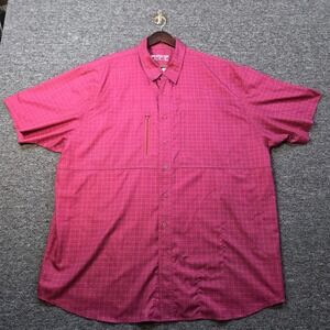 Ariat VentTEK Shirt Mens XXL Pink Geometric Short Sleeve Zipper Pocket Western